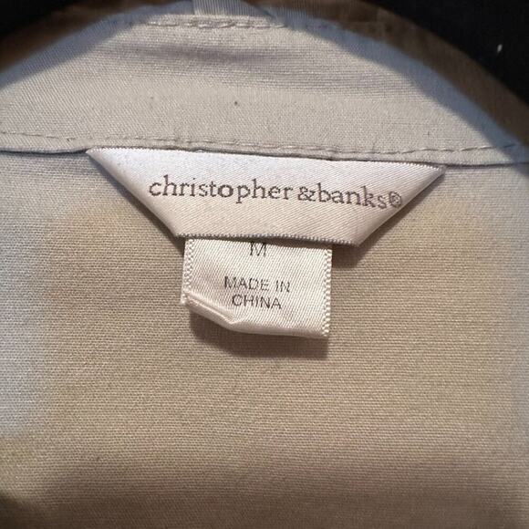 Fitted Ruffle Beige Khaki Jacket Clear Rhinestone Gem Button Up - Size M - Picture 13 of 15